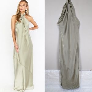 Show Me Your Mumu Jasmine Halter Dress Womens Medium Sage K10